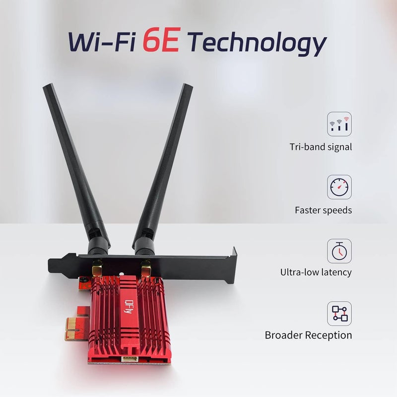 QFly WiFi Card 6E 5400Mbps (6GHz&5Ghz&2.4GHz) PCIe WiFi 6E Card, Bluetooth 5.3, AX210 Module Inside,PCI-E Wireless WiFi Network Adapter Card for Desktop PC Windows10/11 64bit - Image 2